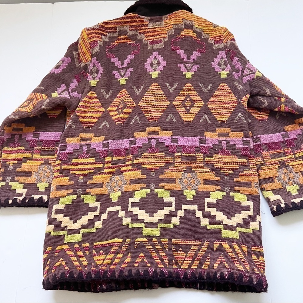 Vintage Blazer Jacket Aztec Pattern Brocade Gorgeous Detail Cedar Canyon Scandi - Picture 3 of 9